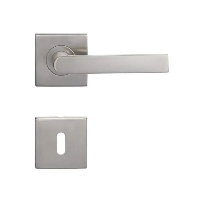Maniglia su rosetta con bocchetta quadrata INSPIRE Diana in alluminio nichel satinato, 2 pezzi