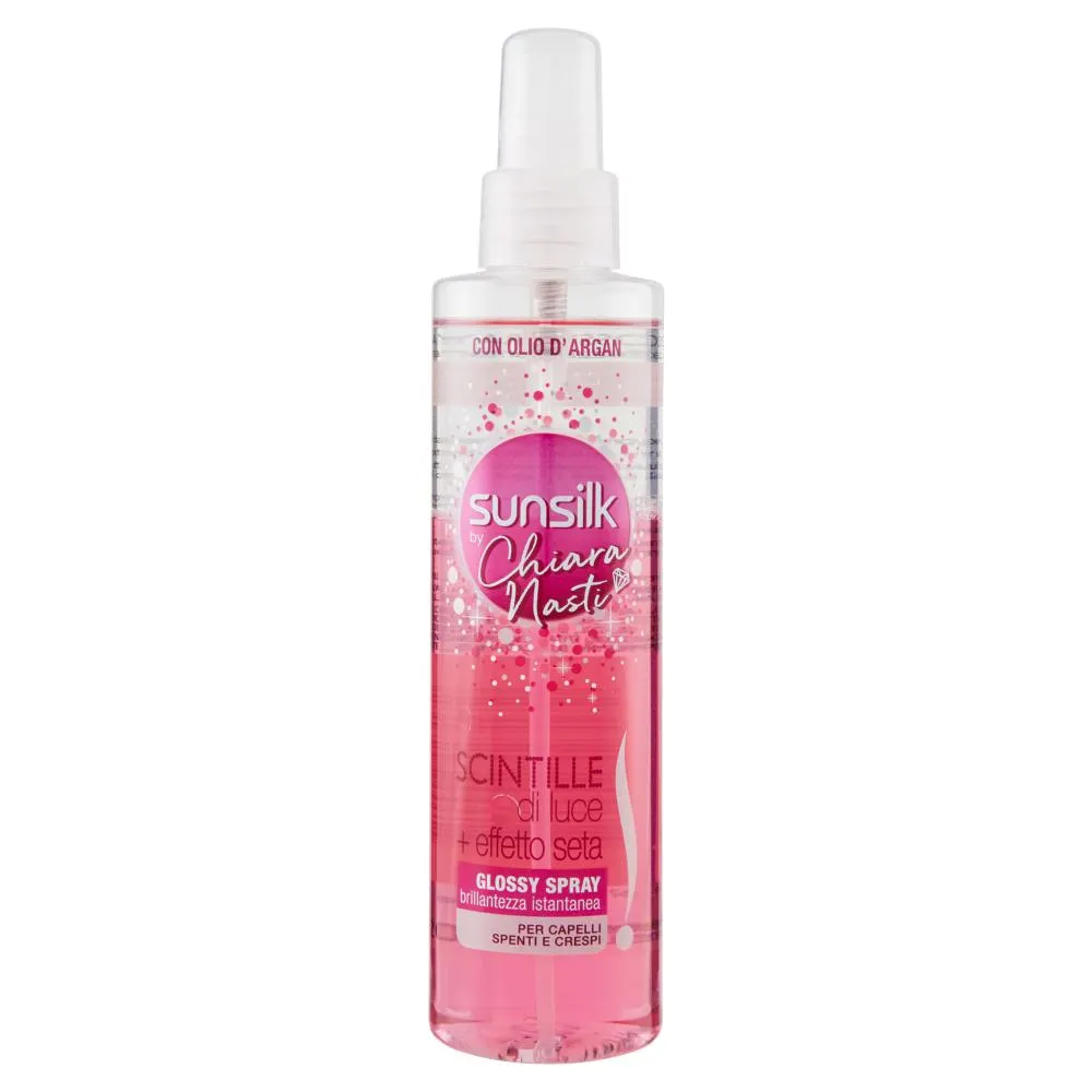 sunsilk Scintille di luce + effetto seta Glossy Spray per Capelli Spenti e Crespi 200 mL