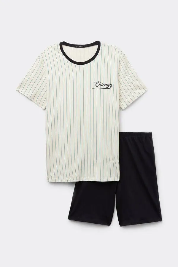 Pigiama Corto Cotone Stampa "Chicago"