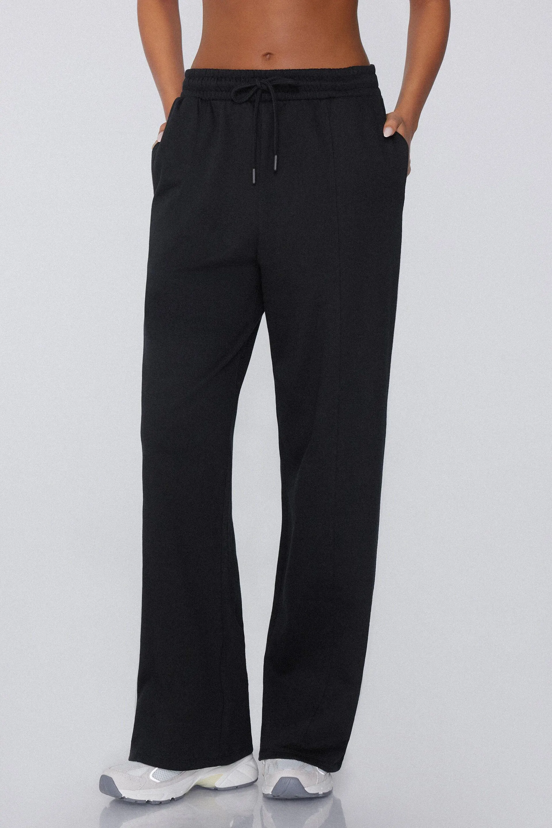 Pantaloni Tuta Palazzo con Cucitura e Coulisse