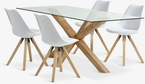 AGERBY Tavolo L190 cm rovere + 4 BLOKHUS Sedie bianco
