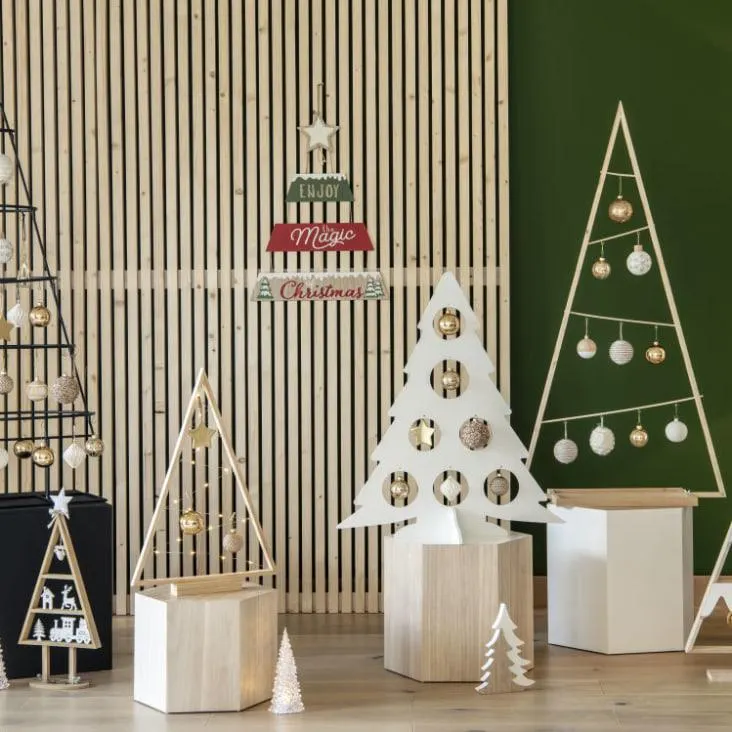 Statuetta abete luminoso trasparente, 23 cm