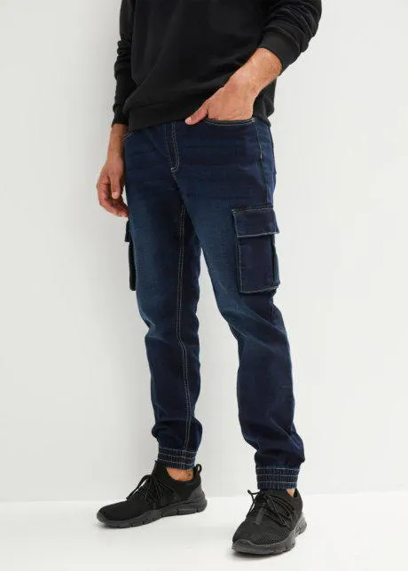 Jeans cargo con elastico in vita regular fit, straight