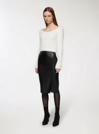 Maglia crop con ampio scollo a V Bianco lana