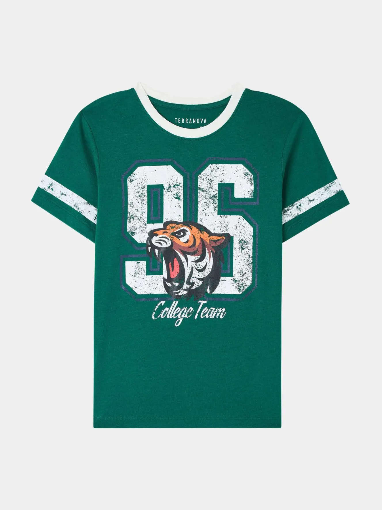 T-shirt stampa college Verde scuro