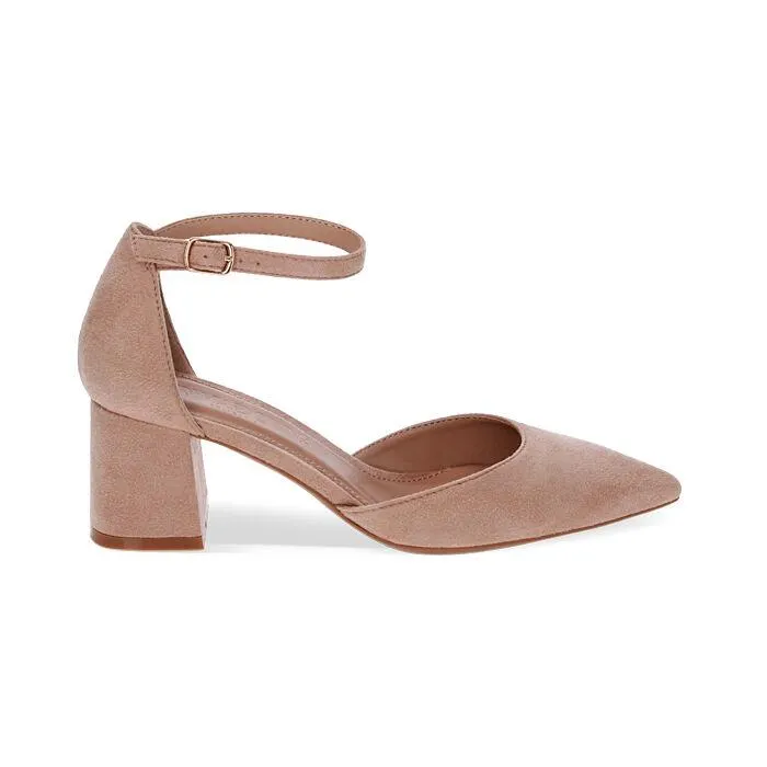 Décolleté Open Shank nude in microfibra, tacco 6 cm