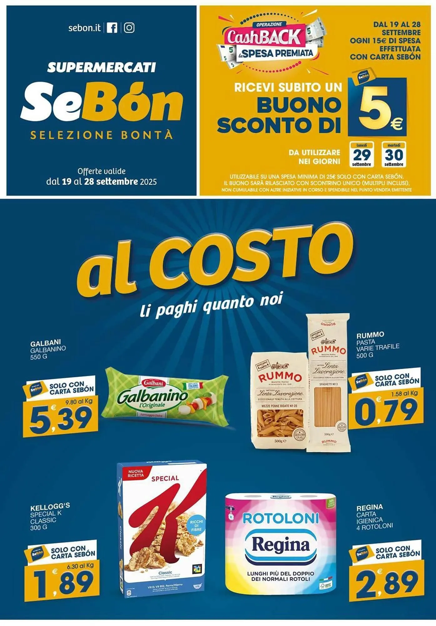 Volantino SeBón Supermercati da 19 settembre a 28 settembre di 2025 - Pagina del volantino 1