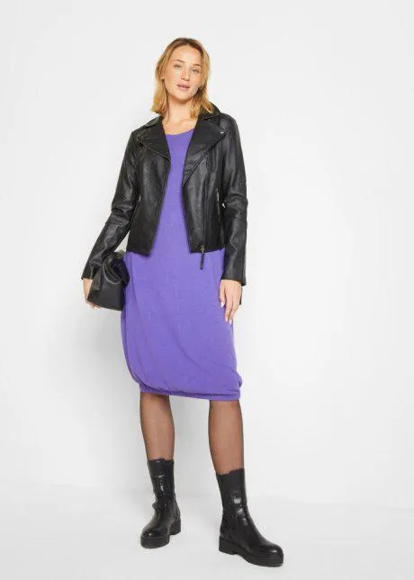 Abito a palloncino in maglia fine al ginocchio