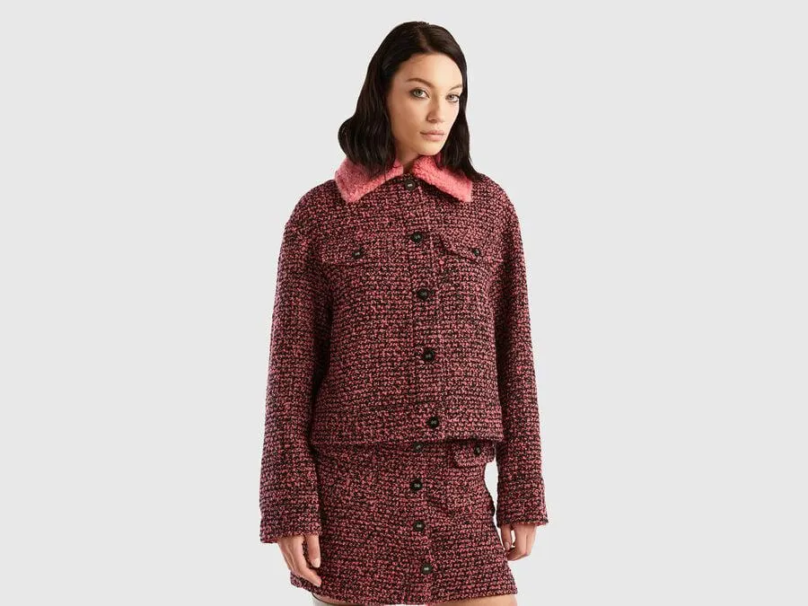 Giacca in tweed con colletto staccabile