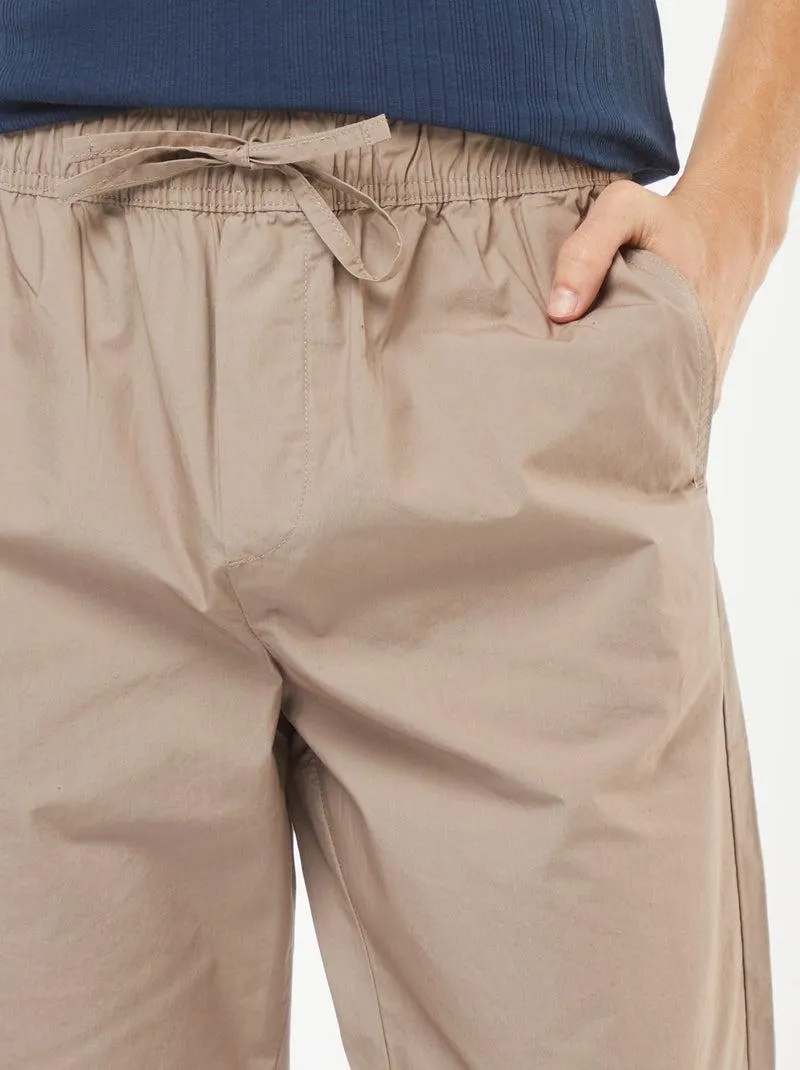 Pantaloni dritti con cintura elasticizzata - Beige
