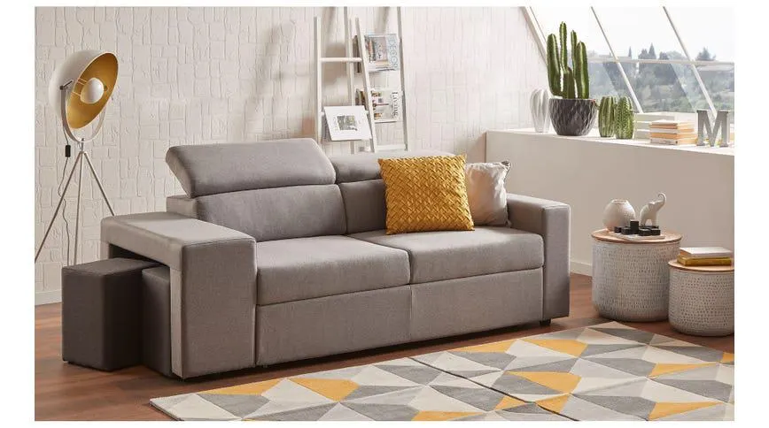 Oliver divano letto in tessuto grigio