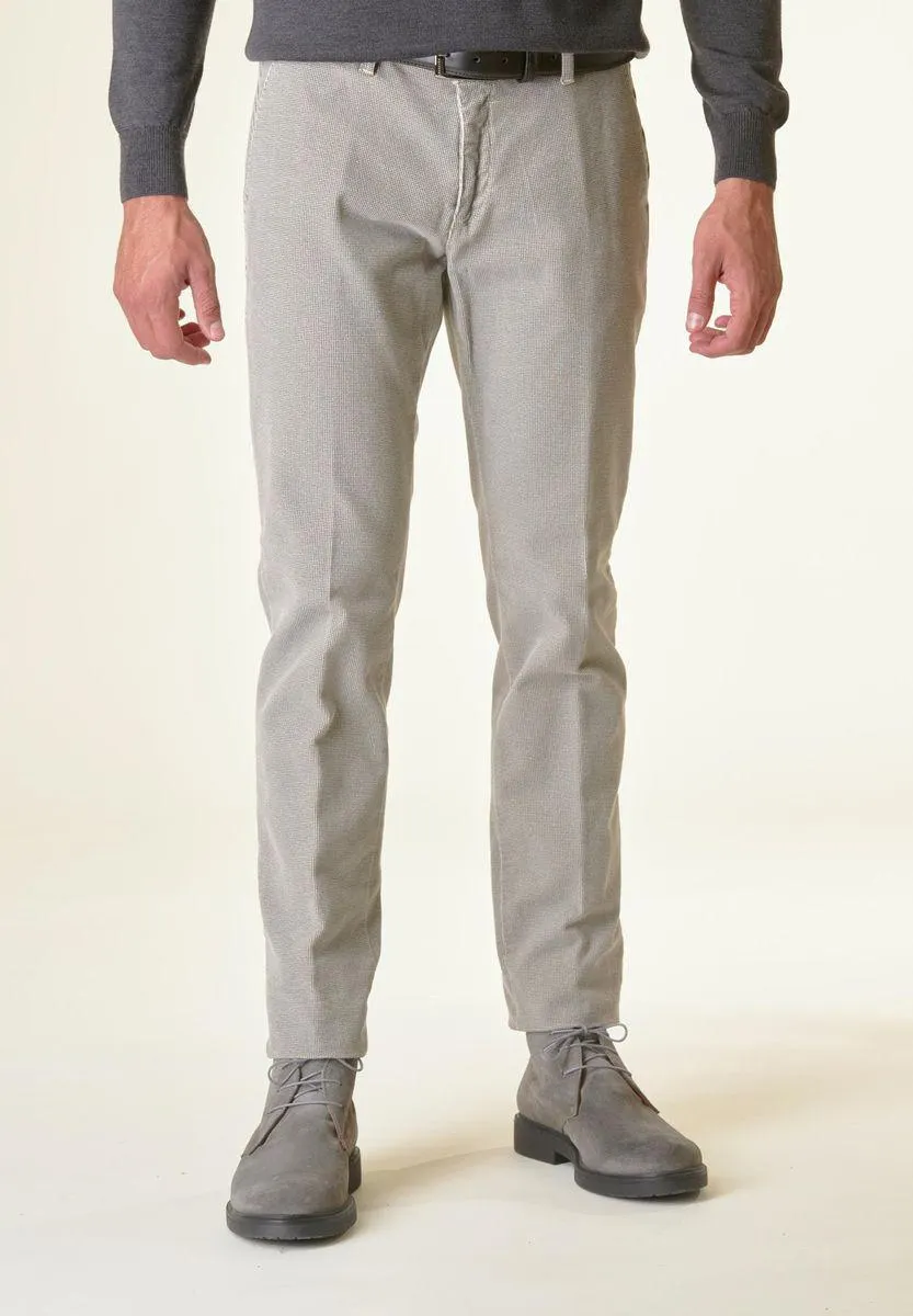 Pantalone gesso fustagno microquadretto slim