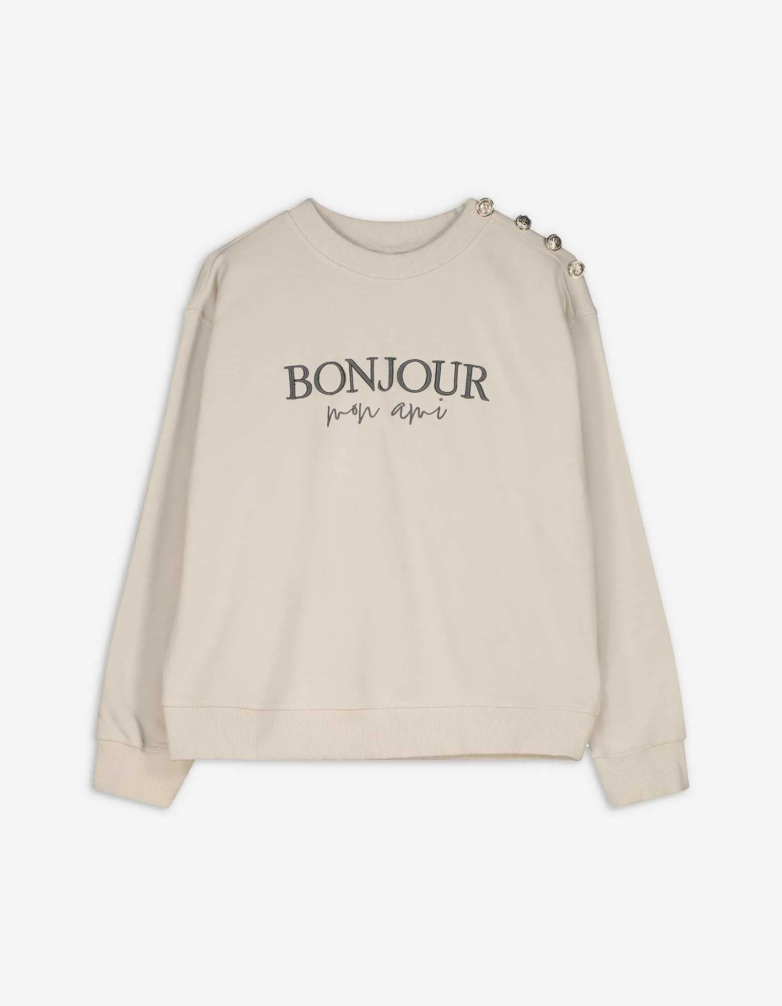 Felpa - Bottoni decorativi - beige