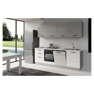Gilda cucina 300 cm colore frassino ghiaccio e light grey