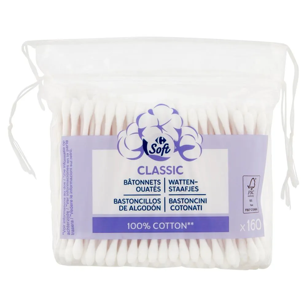 Carrefour Soft Classic Bastoncini Cotonati 100% Cotton** 160 pz