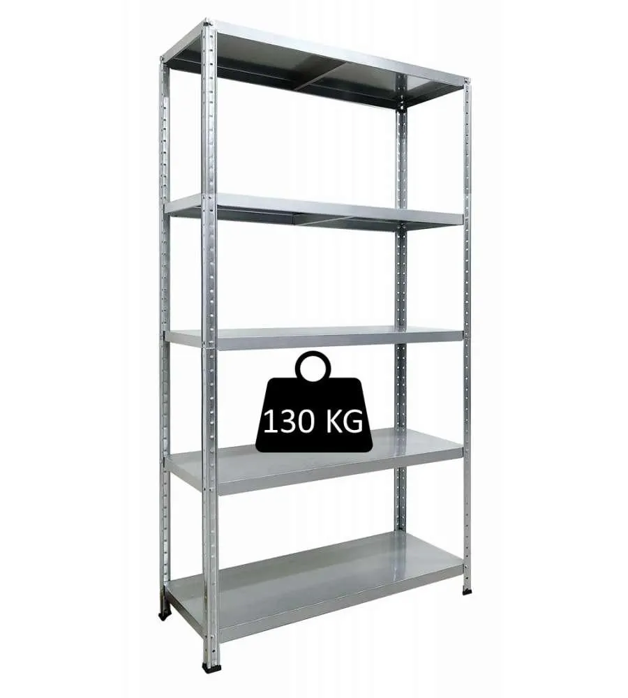 SCAFFALE IN METALLO "ETTORE" A BULLONE CON 5 PIANI, 100x40x187 CM PORTATA 130 KG - GRIMA