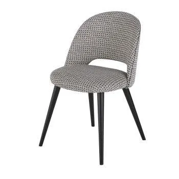 Sedia in velluto con motivi bianchi e neri