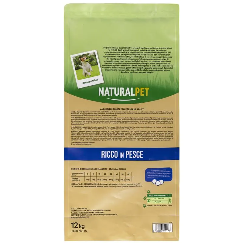 Naturalpet Premium Dog Adult Medium&Large ricco in Pesce 12 kg