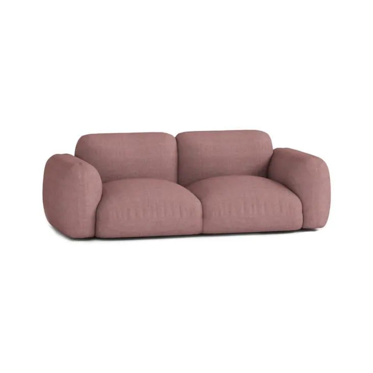 Divano modulare componibile lineare in tessuto rosso chiaro