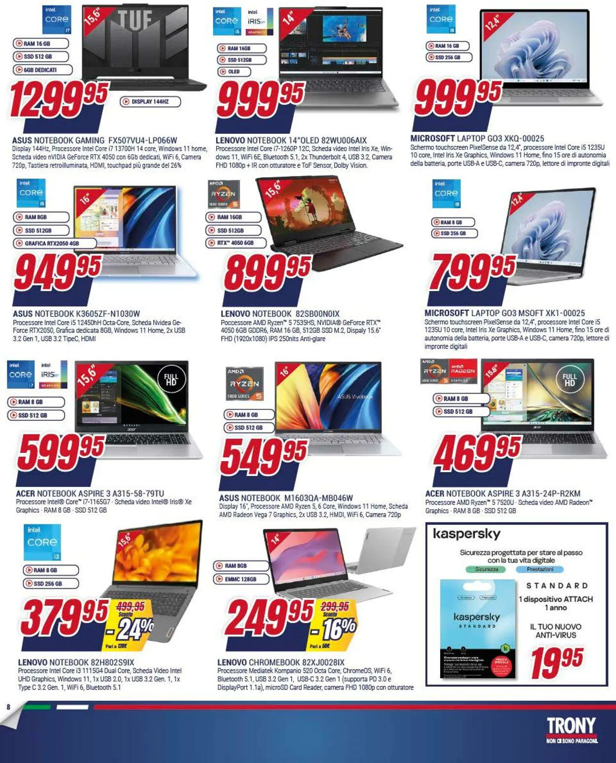 Trony - Palermo Volantino attuale da 27 dicembre a 17 gennaio di 2024 - Pagina del volantino 8