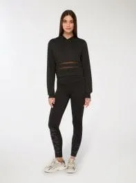 Felpa sportiva con bande trasparenti Nero