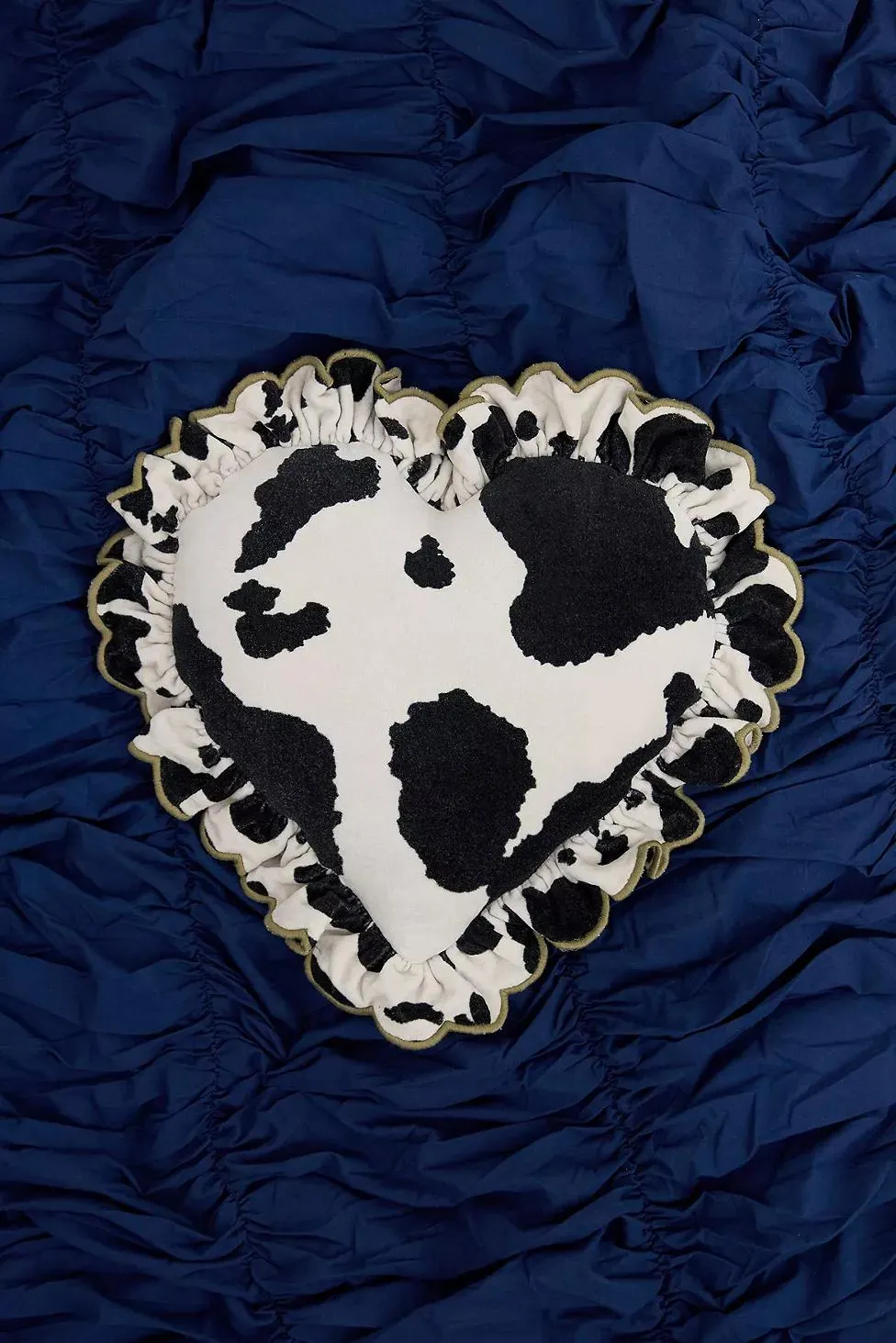 Cuscino a Cuore con Volant Stampa Mucca