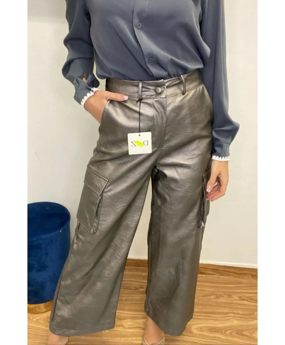 Pantalone cargo ecopelle