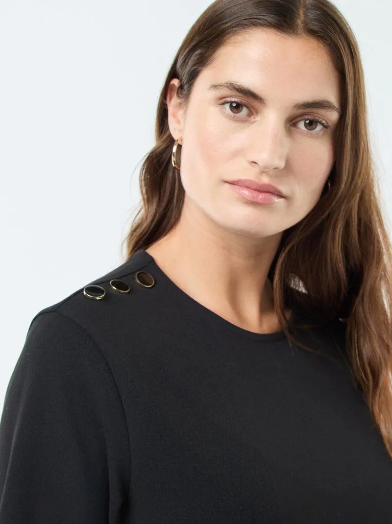 Vestito corto tinta unita con scollo tondo 'JDY' - nero