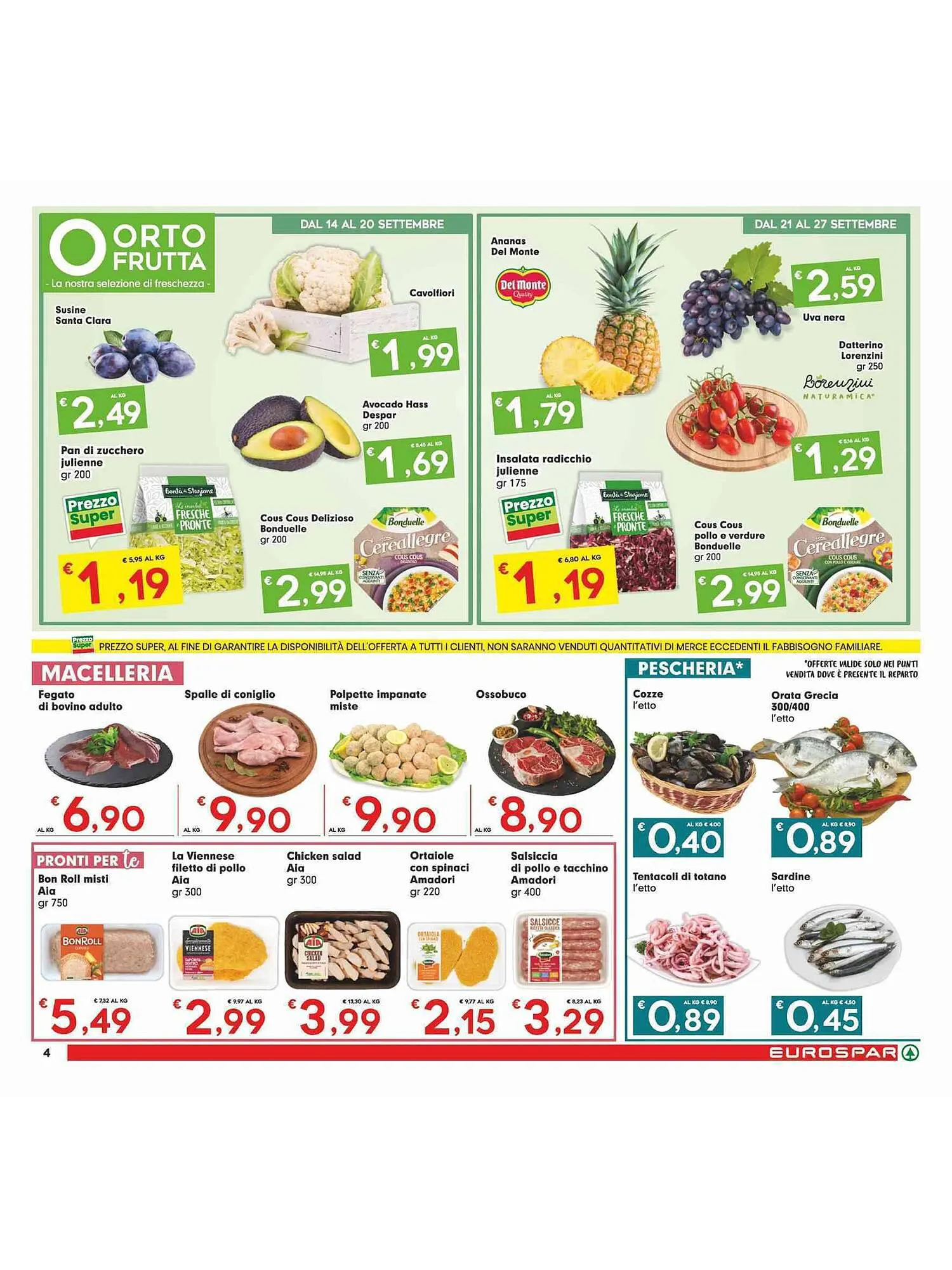 Volantino Eurospar da 14 settembre a 27 settembre di 2023 - Pagina del volantino 4