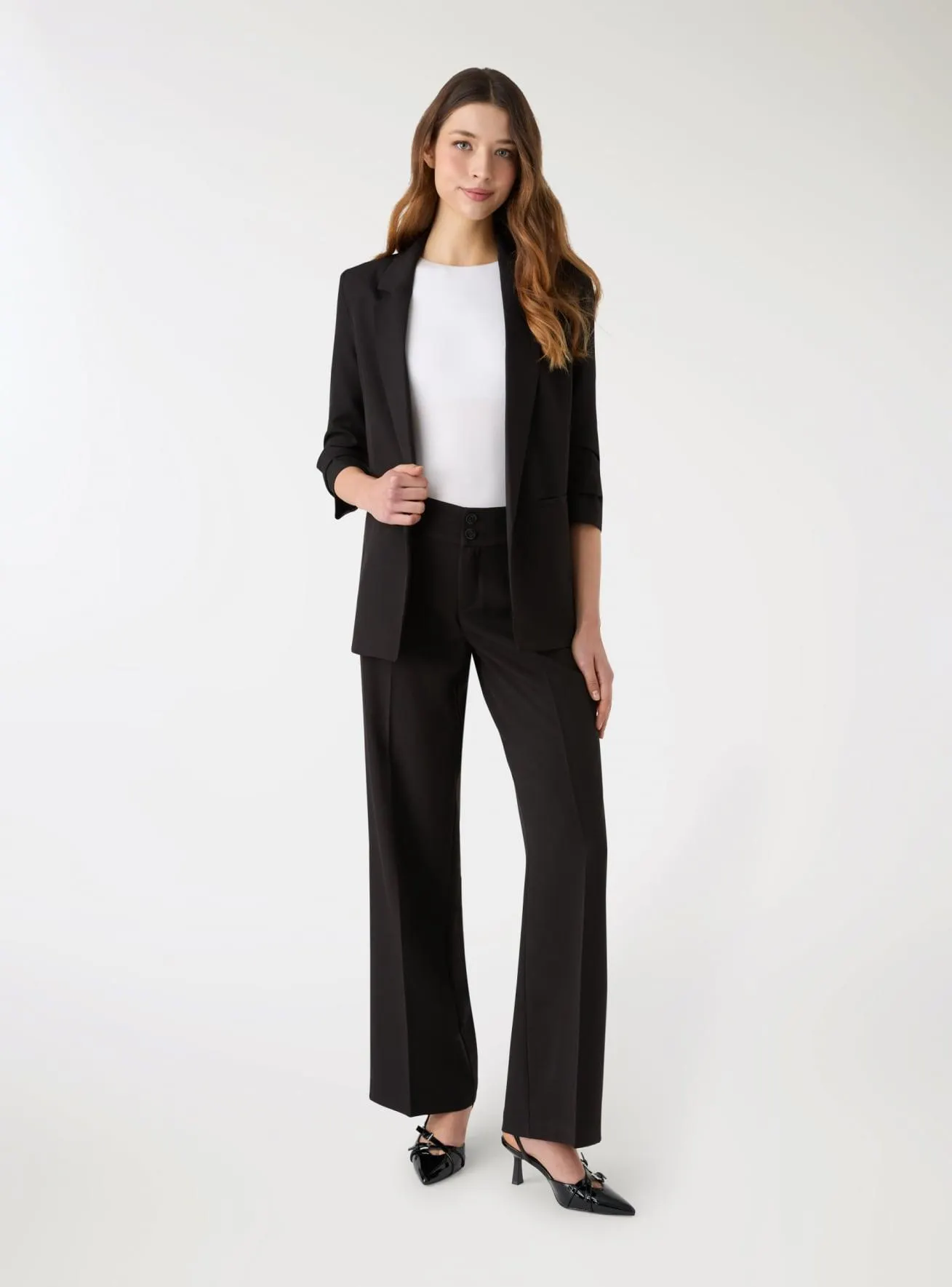 Pantaloni wide leg a tinta unita Nero