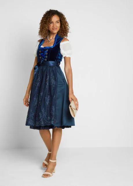 Abito bavarese con velluto pregiato grembiule in pizzo della bpc selection premium