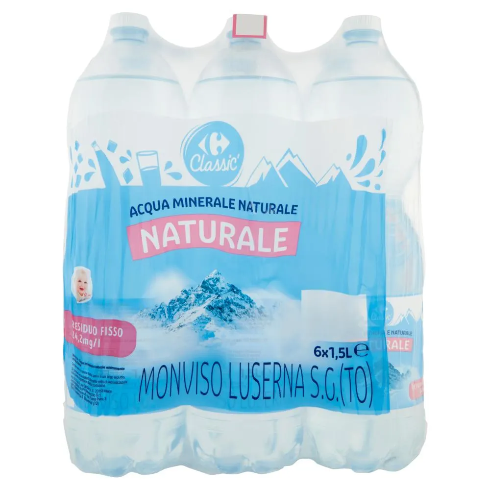 Carrefour Classic Naturale Acqua Minerale Naturale Monviso 6 x 1,5 L