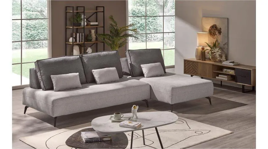 Glamour divano componibile in tessuto grigio