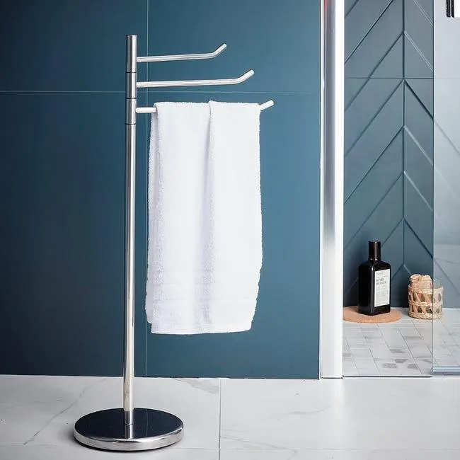 Piantana porta asciugamani in inox cromo lucido