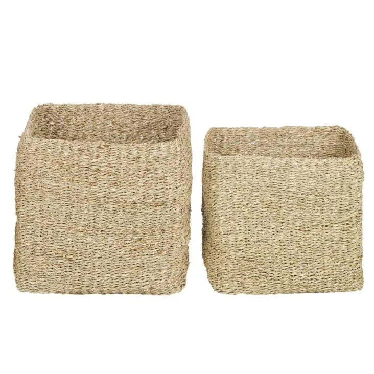 Cesti in giunco marittimo beige intrecciato a mano (x2)