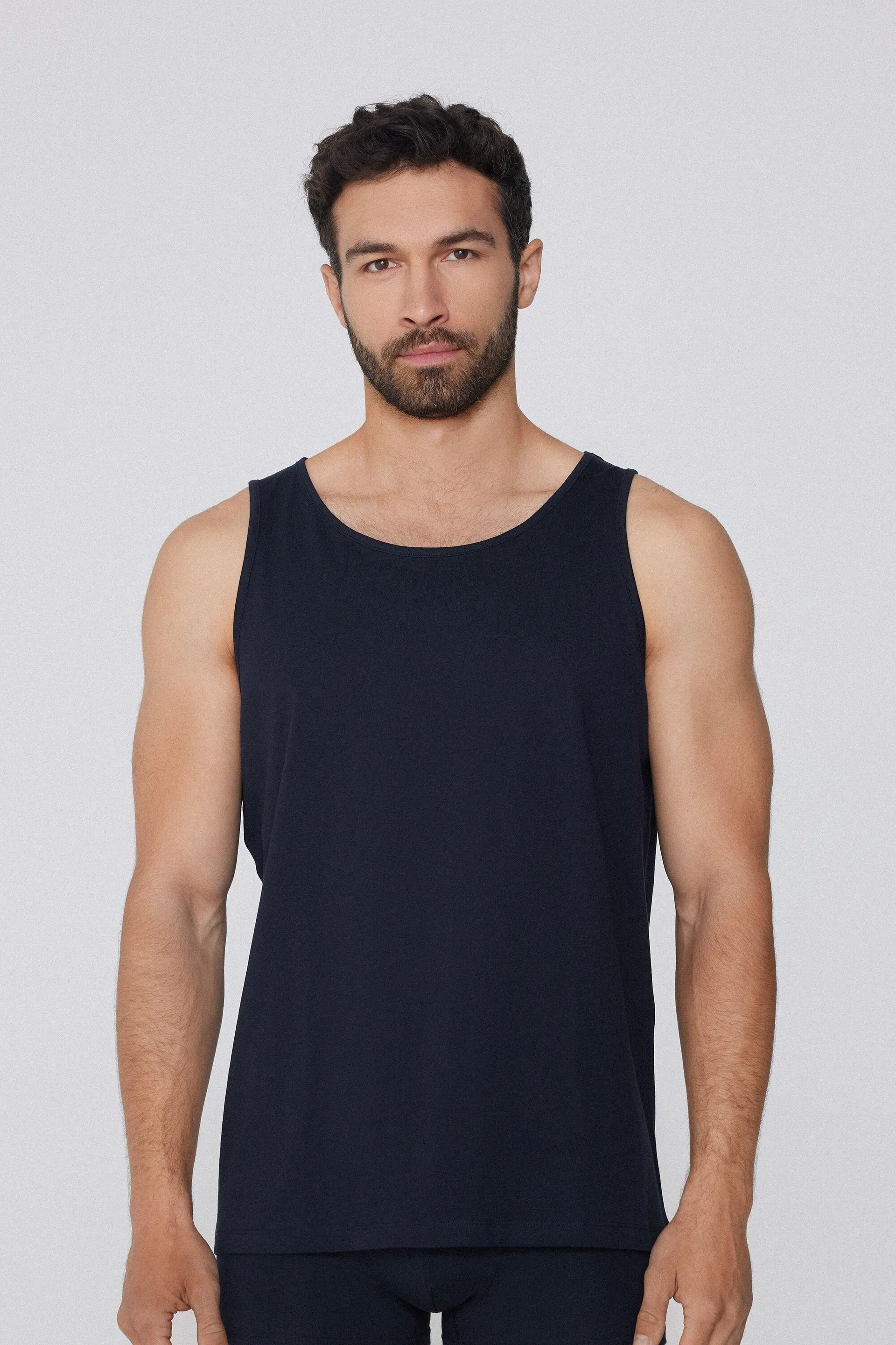 Canotta Spalla Larga Girocollo in Cotone