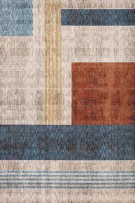 Tappeto Dream geometrico blu e terracotta, L 230 x L 160 cm