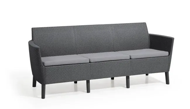 Divano da giardino con cuscino Salemo KETER con braccioli in resina, seduta in resina antracite L 66.5 x H 76 x P 67 cm