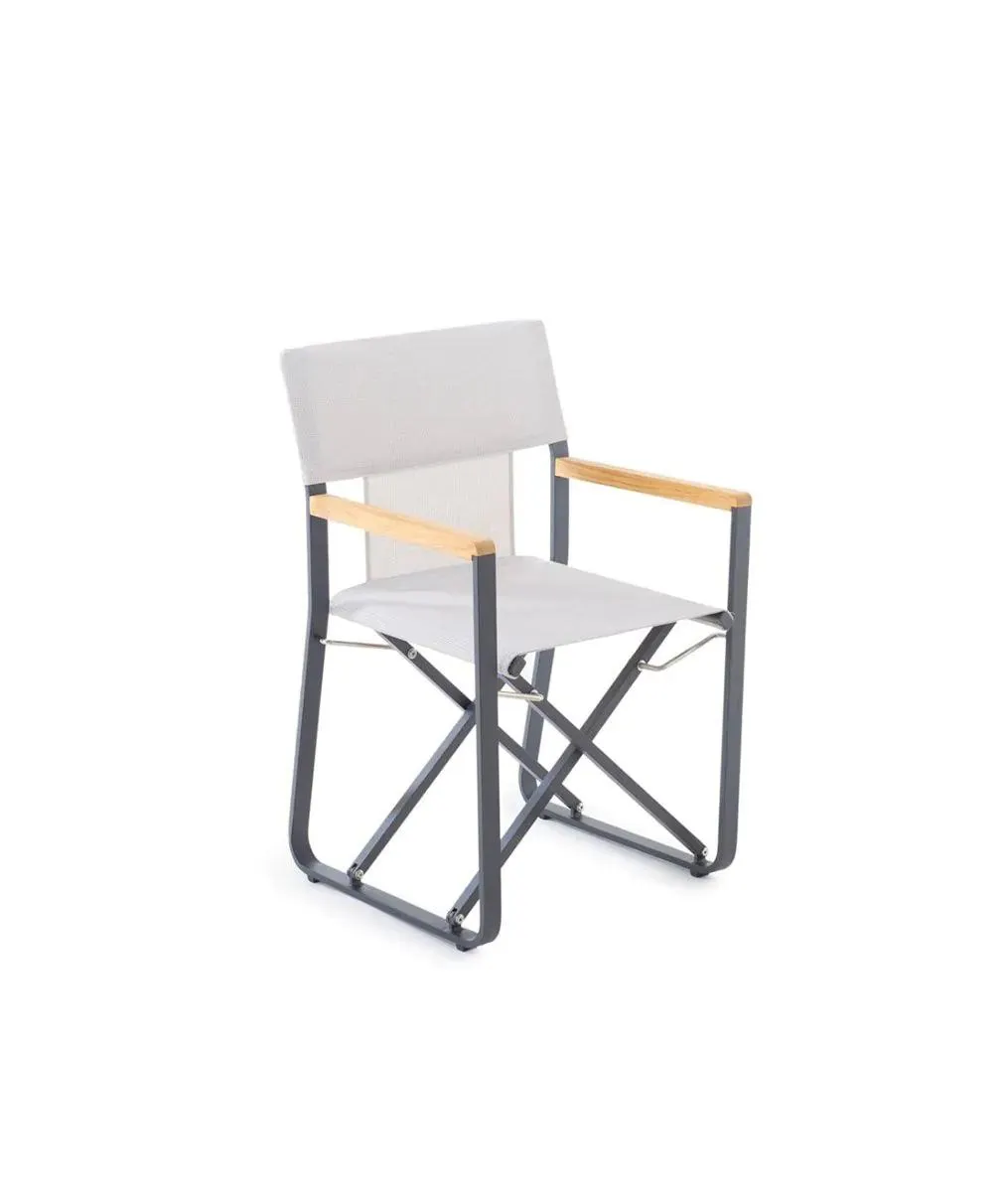 Poltroncina Cosette alluminio grafite e telo in canapa