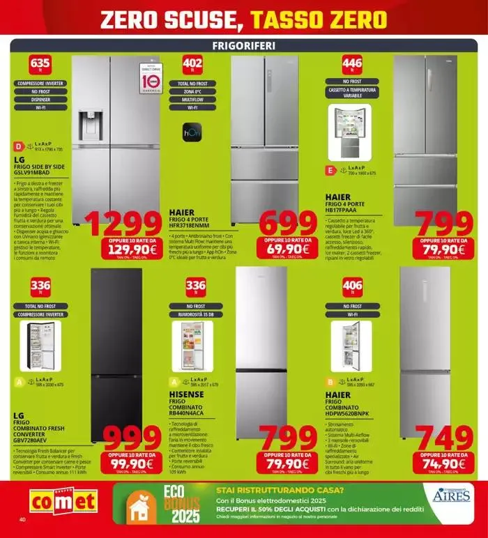 Zero scusa, tasso zero da Comet! da 3 aprile a 16 aprile di 2025 - Pagina del volantino 40