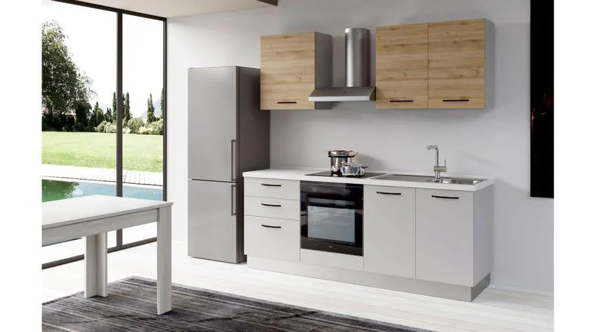 Gilda 2.0 cucina 270 cm colore light grey e rovere cadiz