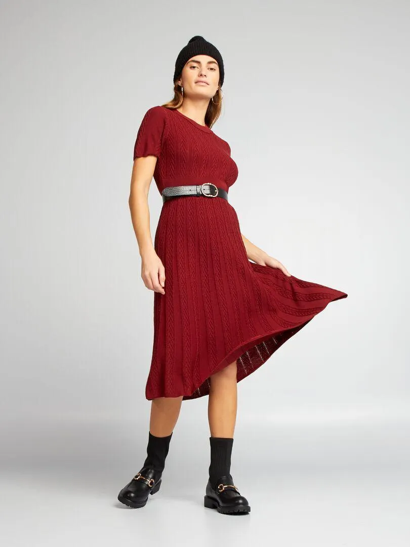 Maxi pull con motivo spigato - ROSSO