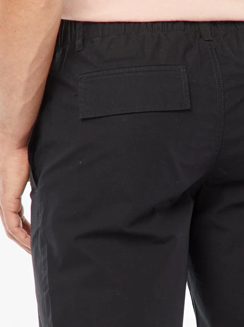 Pantaloni dritti in popeline croccante - nero