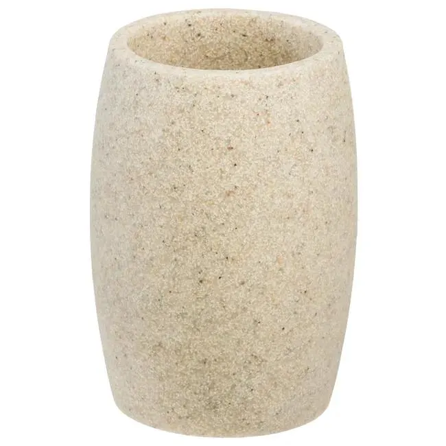 Bicchiere da bagno porta spazzolini Sand L 8 x H 11.5 in resina beige