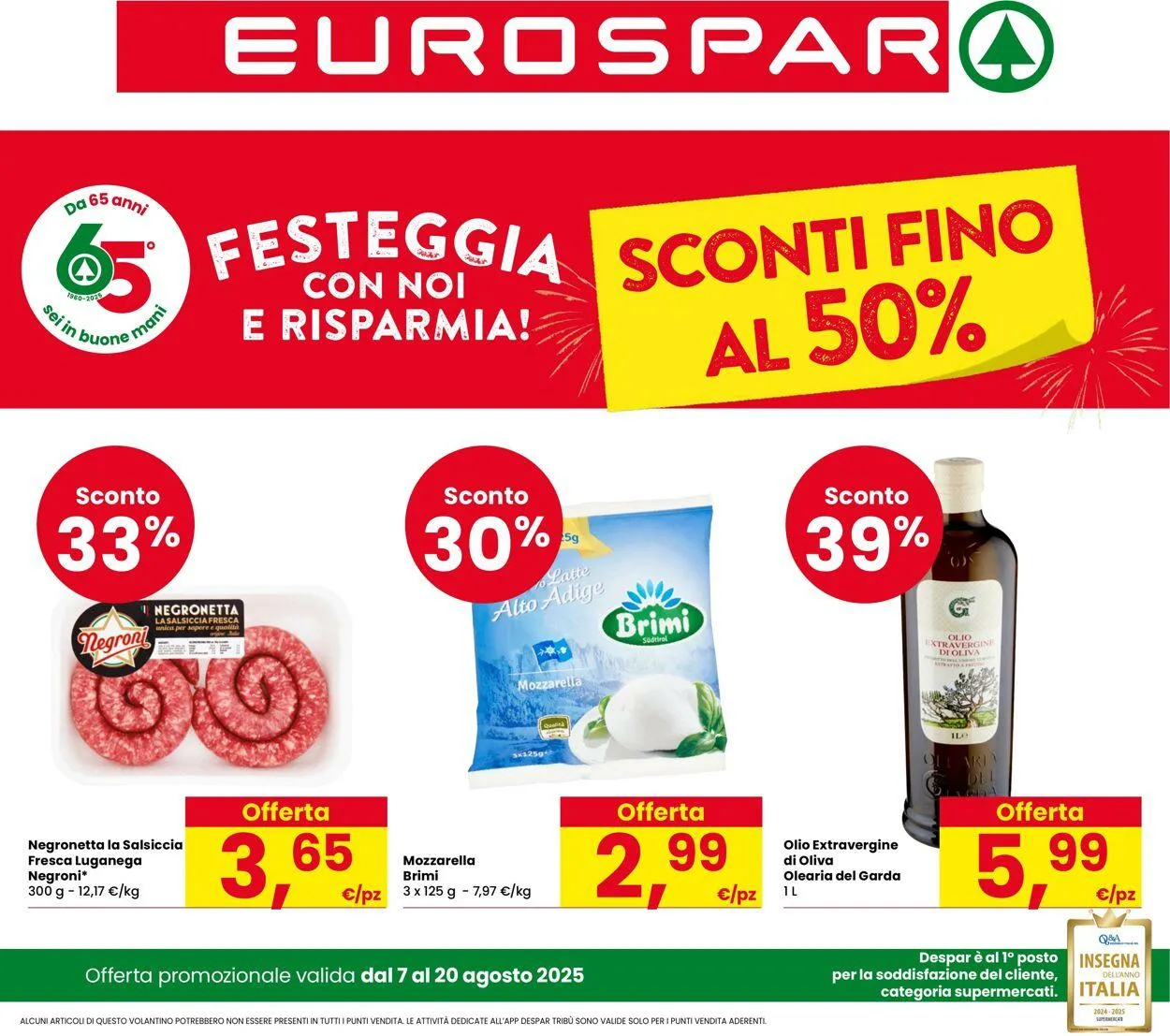 Eurospar Volantino attuale da 7 agosto a 20 agosto di 2025 - Pagina del volantino 1