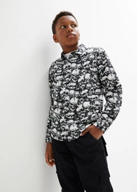 Camicia a maniche lunghe in fantasia, slim fit