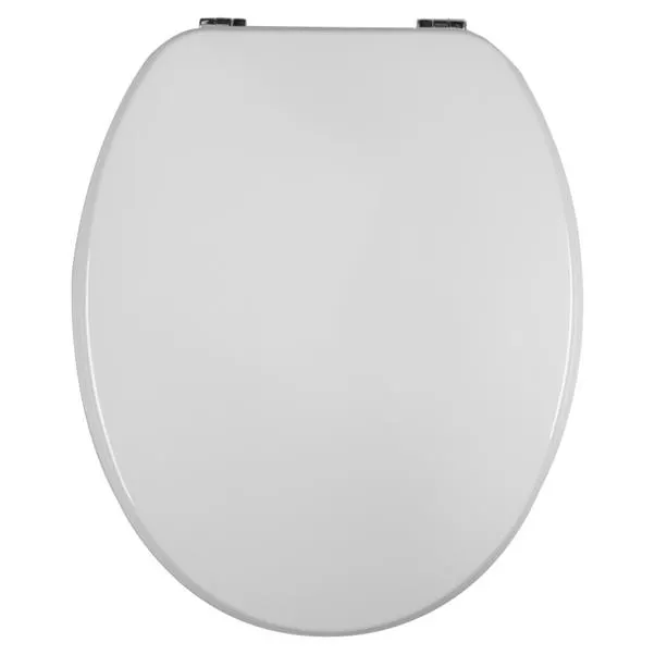 Copriwater universale ovale in mdf bianco con cerniere in zama