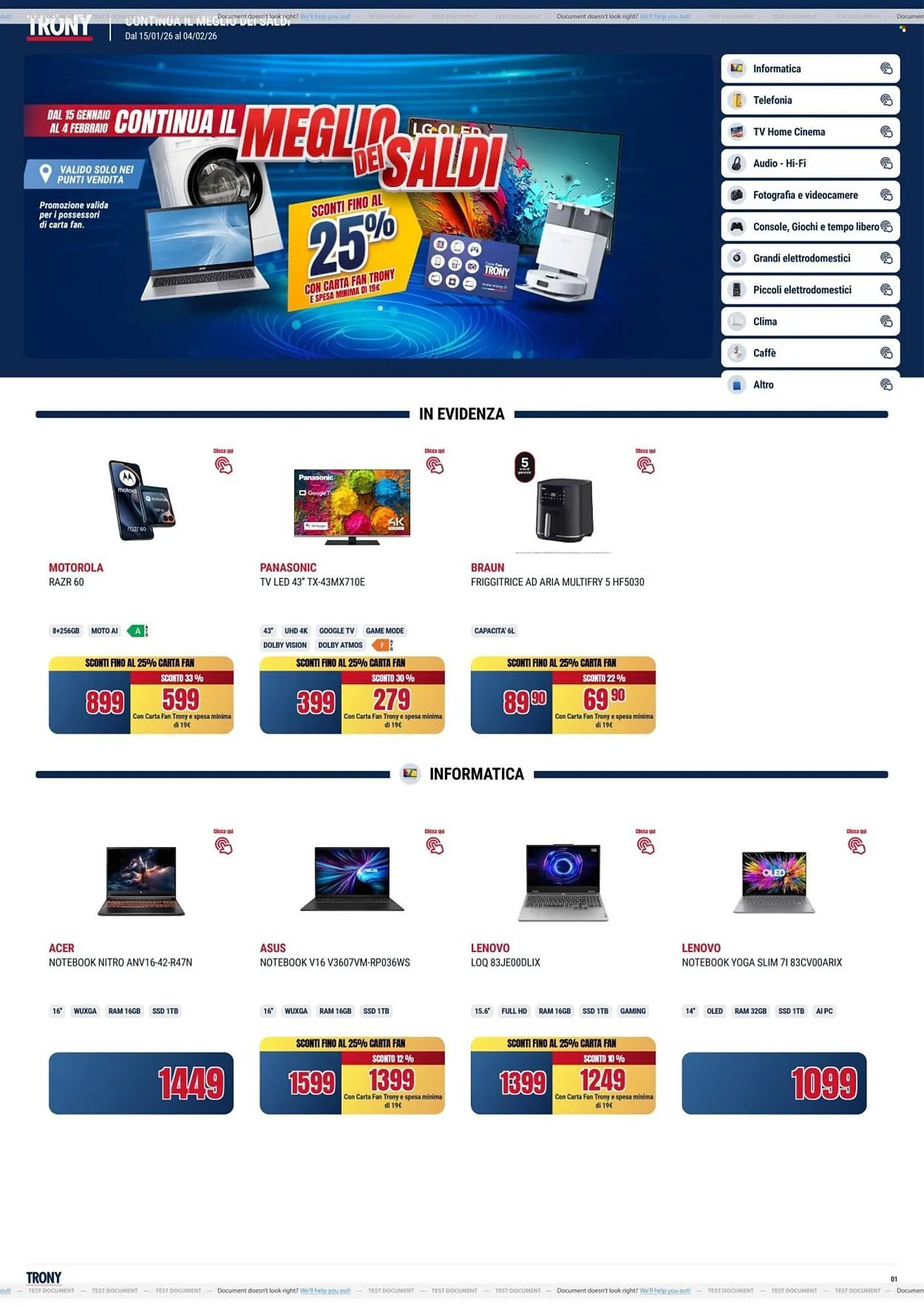 Volantino Trony da 15 gennaio a 4 febbraio di 2026 - Pagina del volantino 1