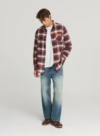 Camicia Classica Quadri Var bianco lana