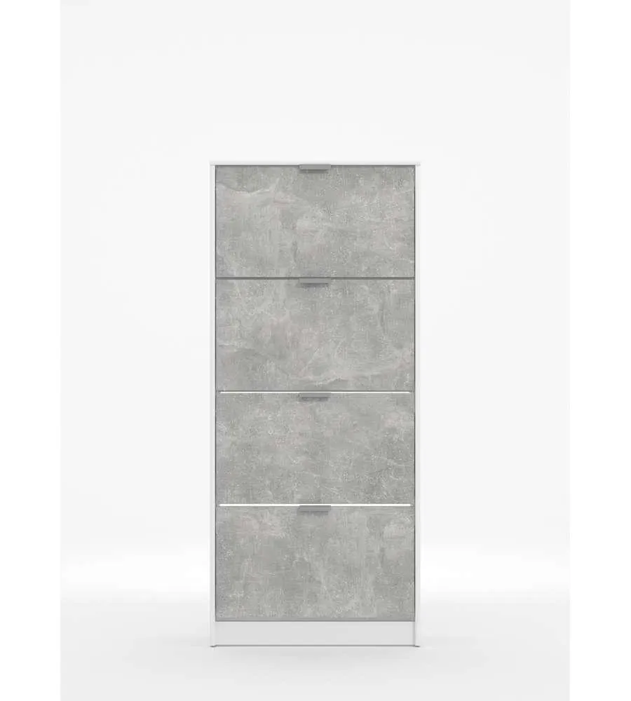 SCARPIERA BIANCA E GRIGIA CON 4 ANTE, 67X28X155,5 CM